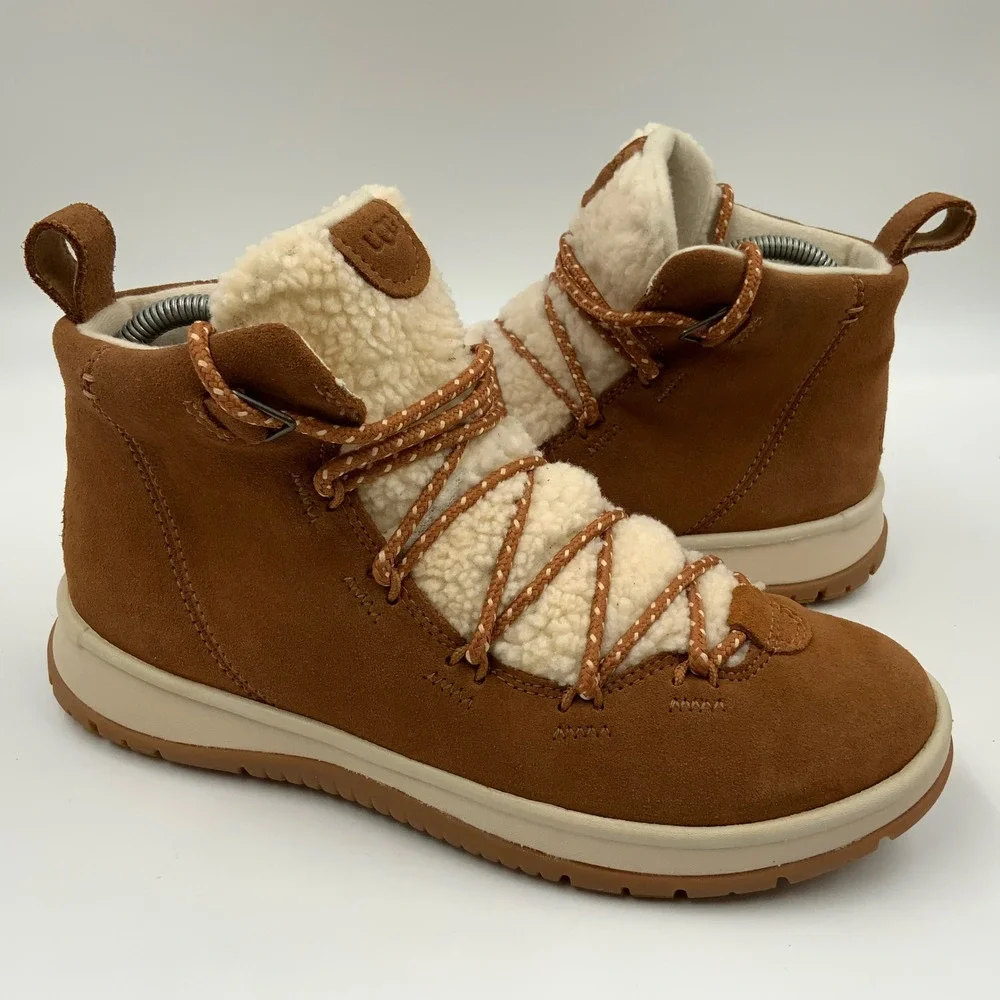 UGG Lakesider Heritage Mid Boots Chestnut Suede Shearling 1121020 Womens 8.5